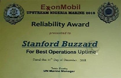 ExxonMobil recognizes the performance of our crew on Stanford Buzzard
